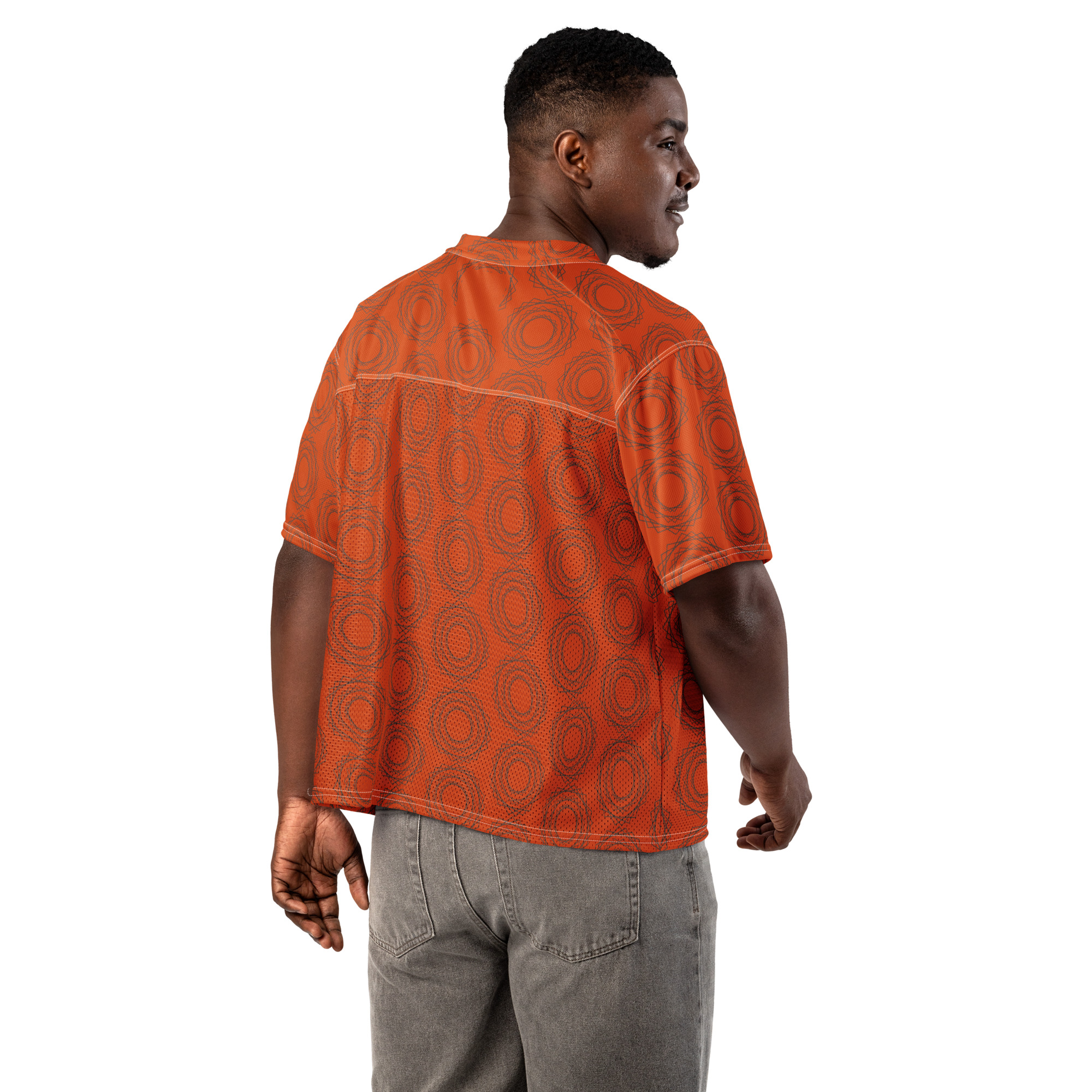 isMOR.Life Logo Boxy football jersey Gray 33 on OrangeRed - Image 2