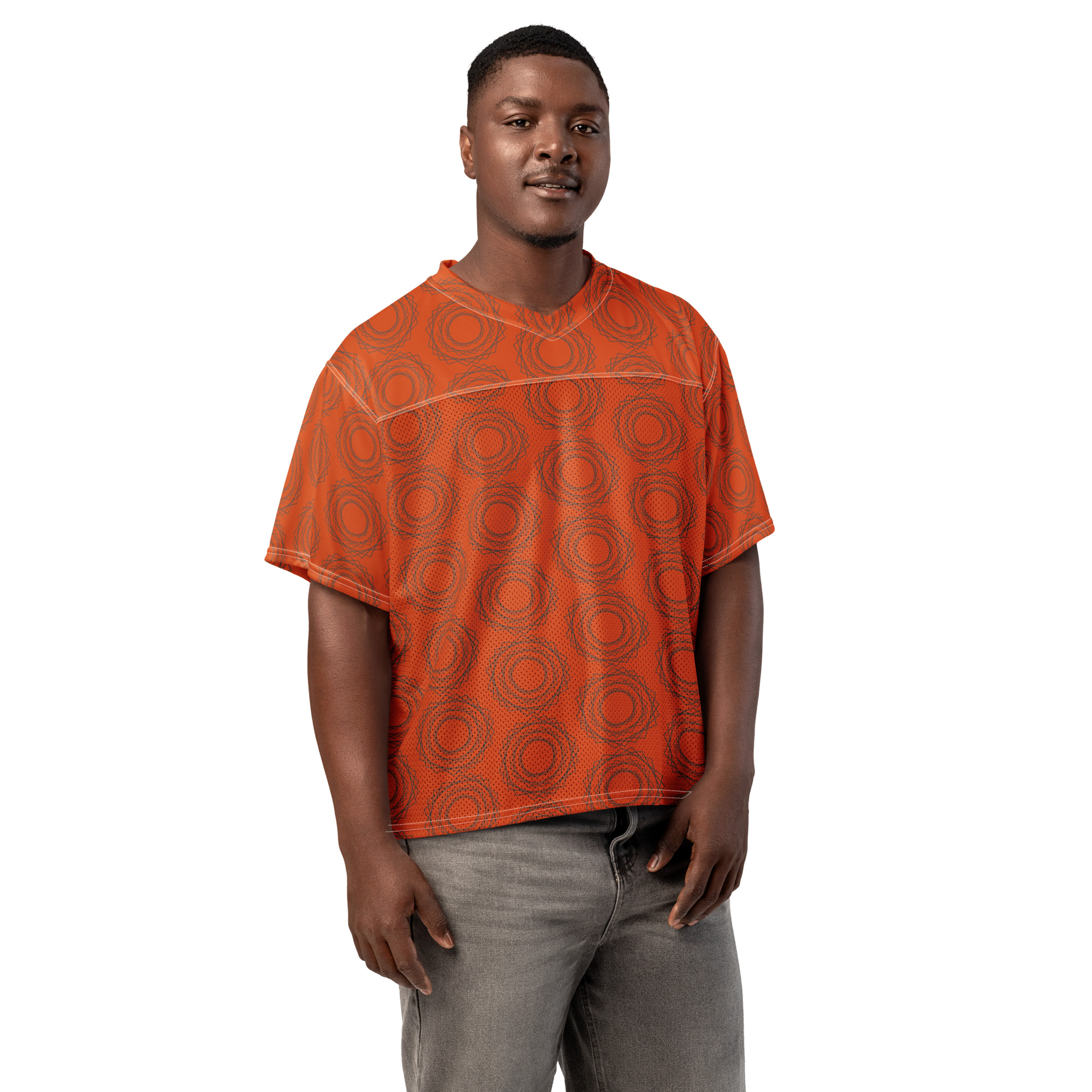 isMOR.Life Logo Boxy football jersey Gray 33 on OrangeRed