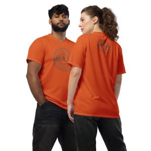 isMOR.Life Logo Recycled unisex sports jersey Gray 33 on OrangeRed