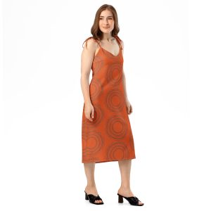 isMOR.Life Logo Tie-strap midi dress Gray 33 on OrangeRed