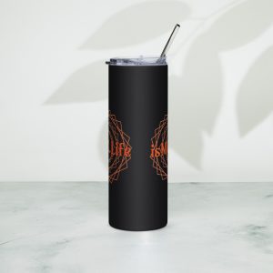 isMOR.Life Logo Stainless steel tumbler OrangeRed on Black